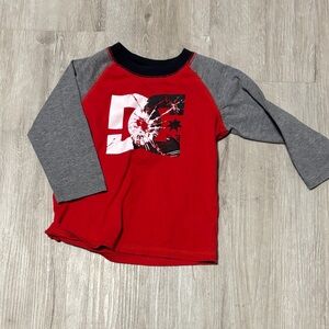 DC Kids Red and‎ Gray Graphic Long Sleeve Tee